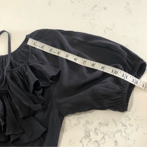 Fifteen -twenty silk ruffle tie front balloon sleeve short tunic/shirt dress - Picture 11 of 11